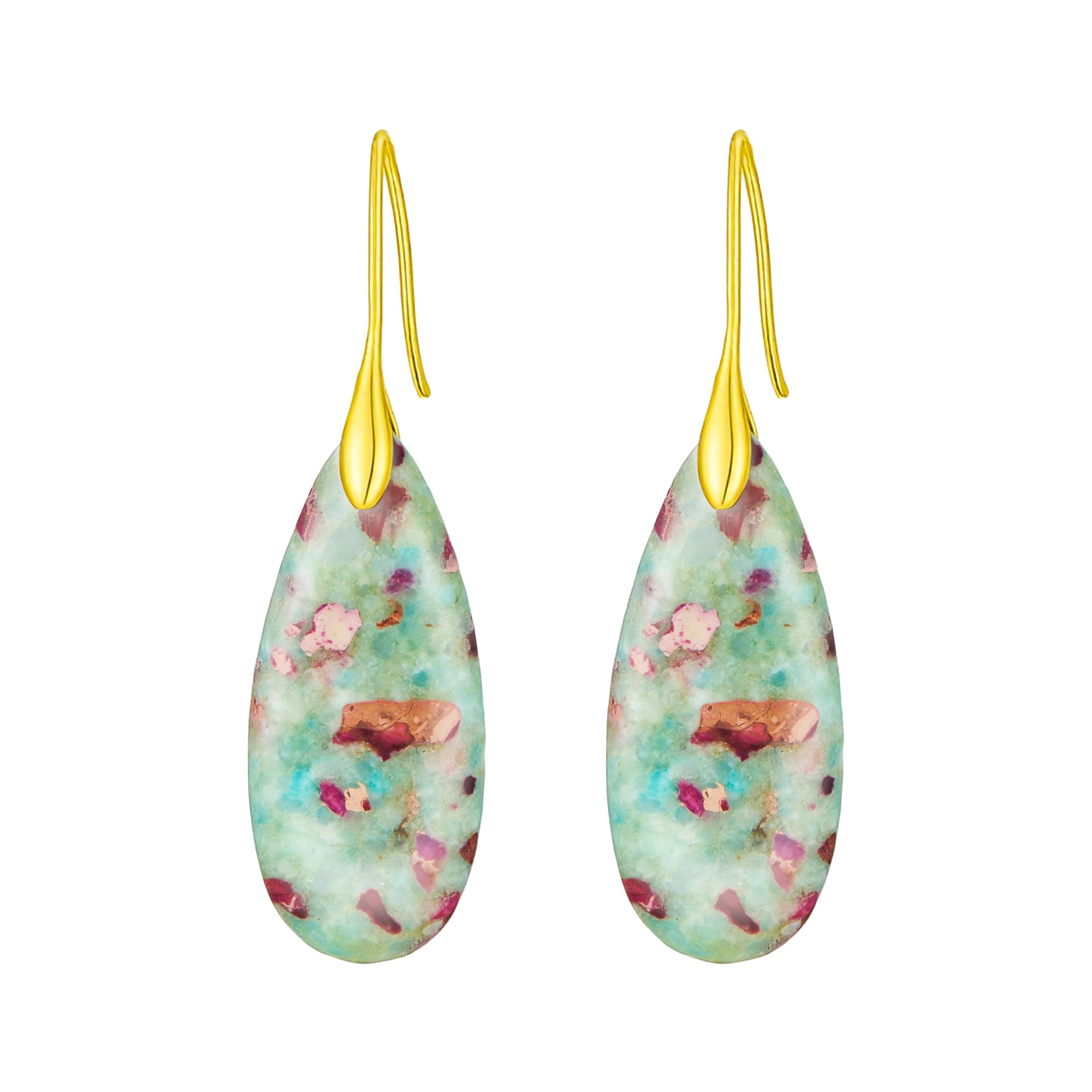 Natural Stone Earrings For Women Fishhoop Dangle Drop Earrings Gold Silver Hoop Statement Earring Birthday Gifts For Women