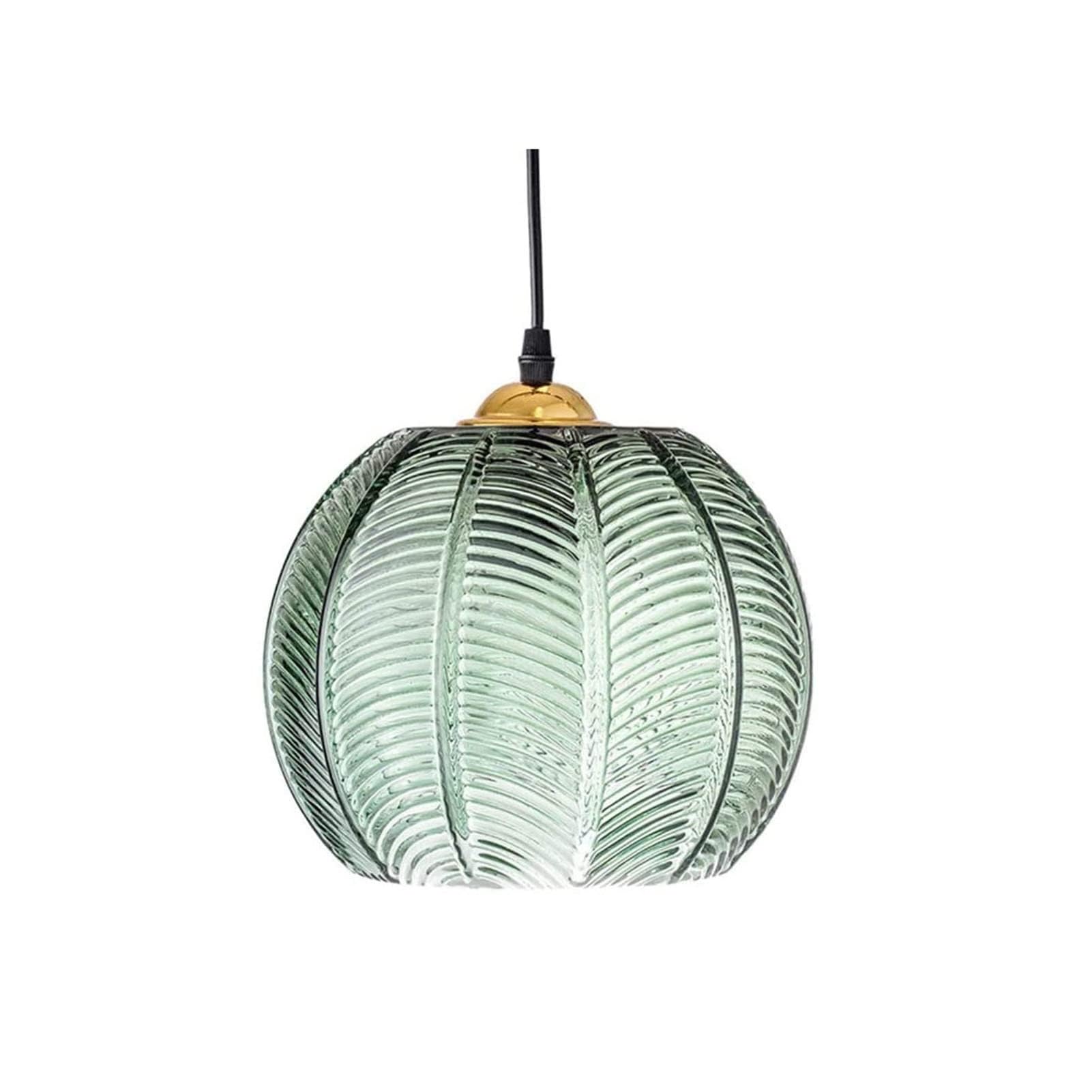 JUAKSQZYI Chandeliers Pendant Lights for Kitchen 1-Light Globe Glass Pendant Light with Green Ribbed Shade for Dining Room Bedroom