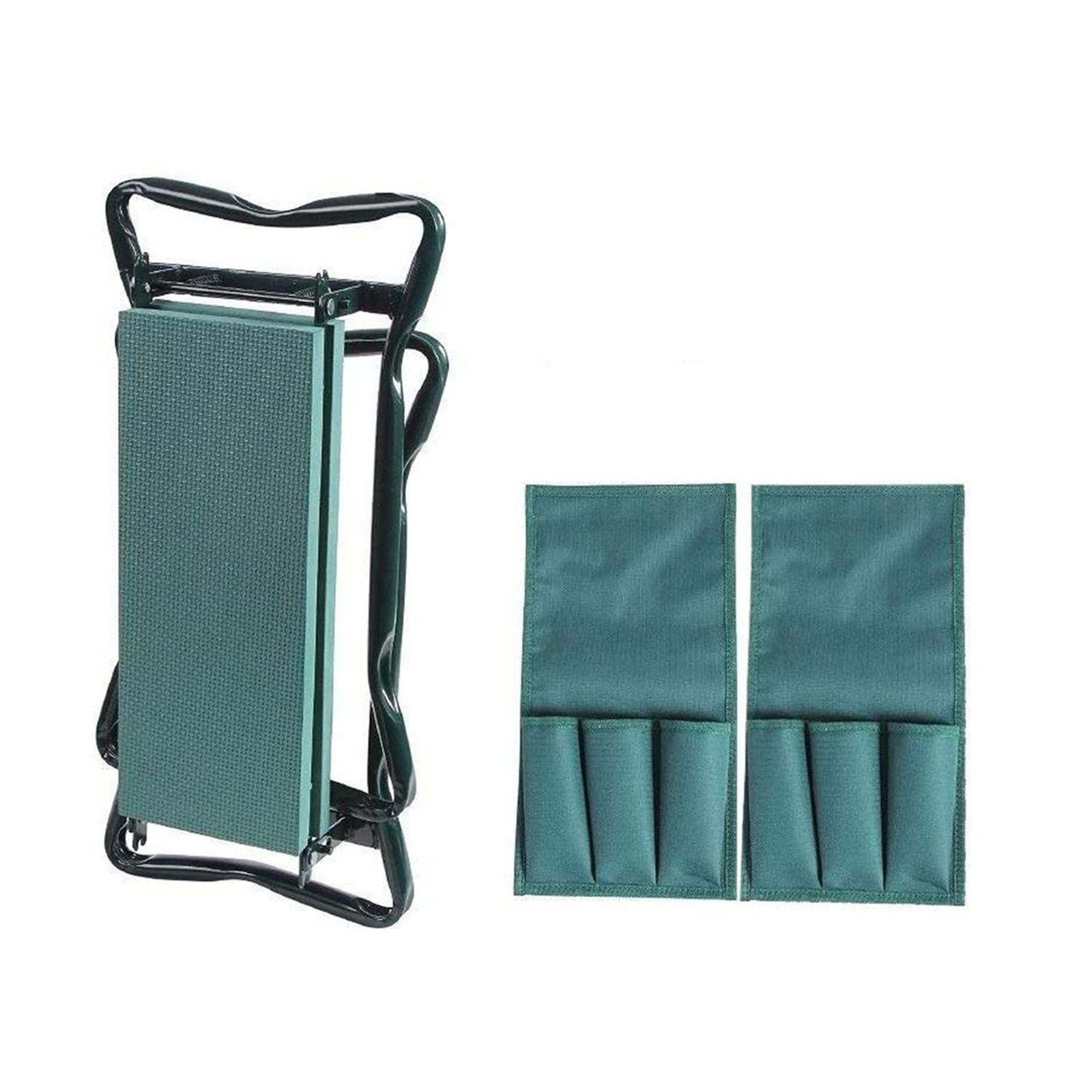 Rodilleras y asiento de jardín 2 en 1, banco plegable portátil con acolchado de espuma y asas, incluye bolsas de herramientas, cómoda almohadilla de jardinería para plantar fácilmente y Weng