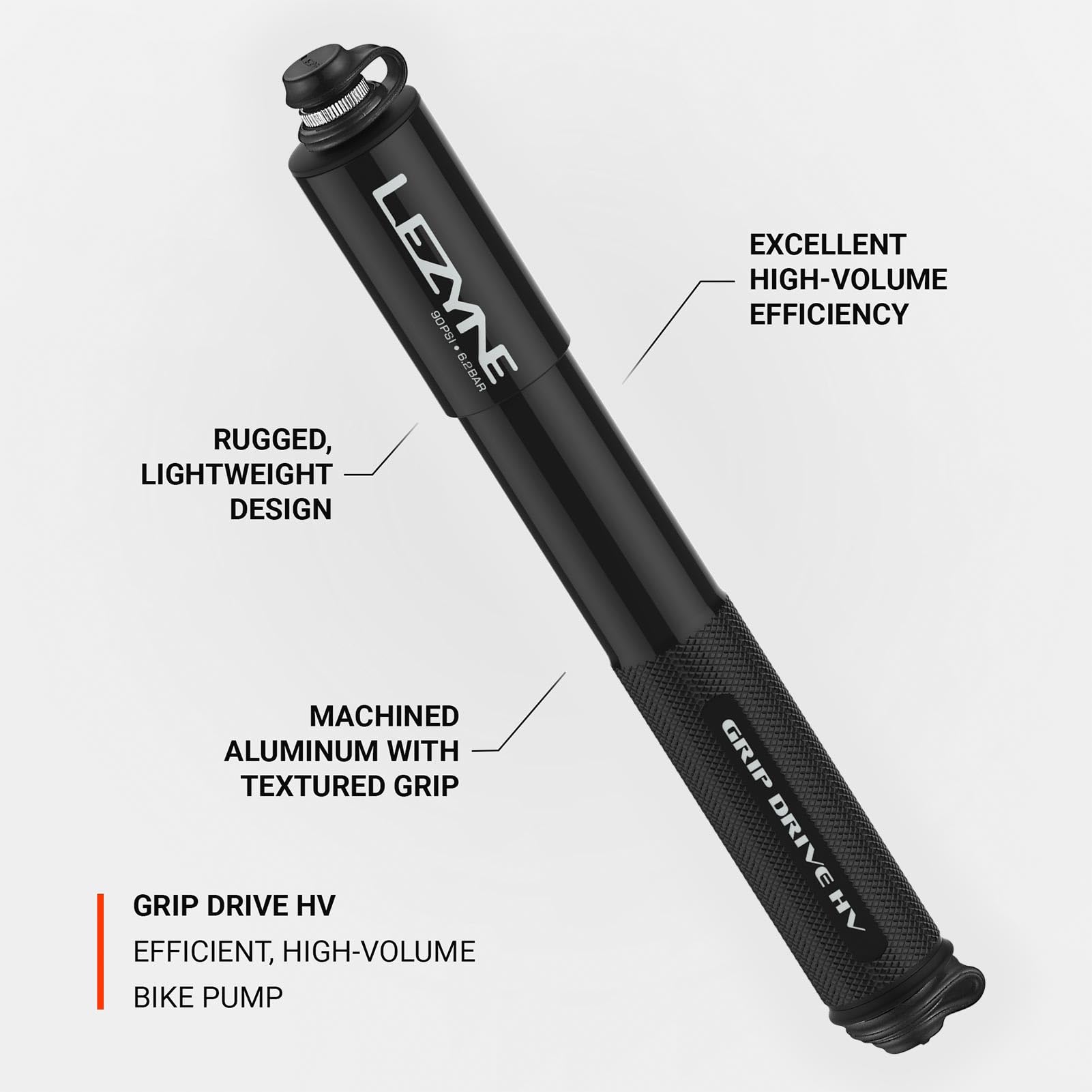 Amazon.com : LEZYNE Grip Drive HV High Volume Bike Hand Pump | 90