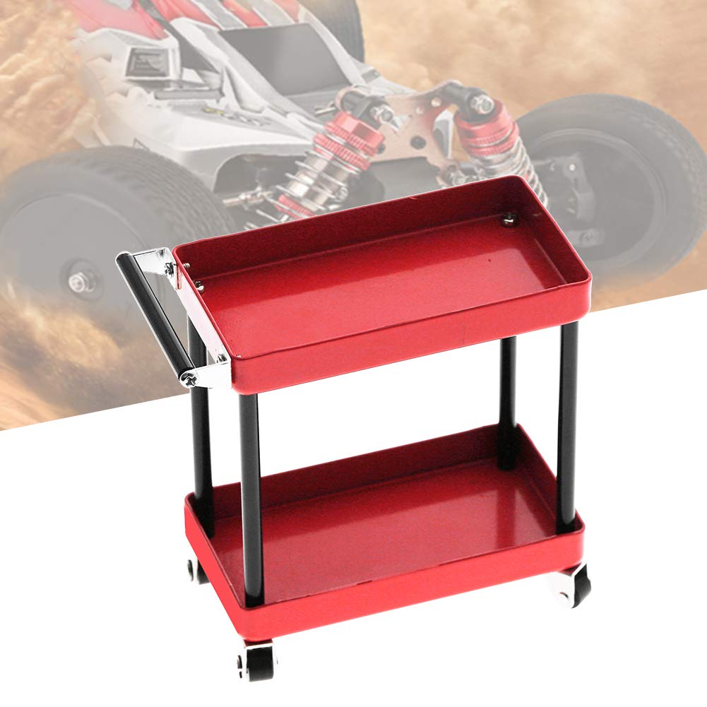 Carrello Portautensili Per Modelli RC - Organizzatore Metallico Con Ruote, Rosso