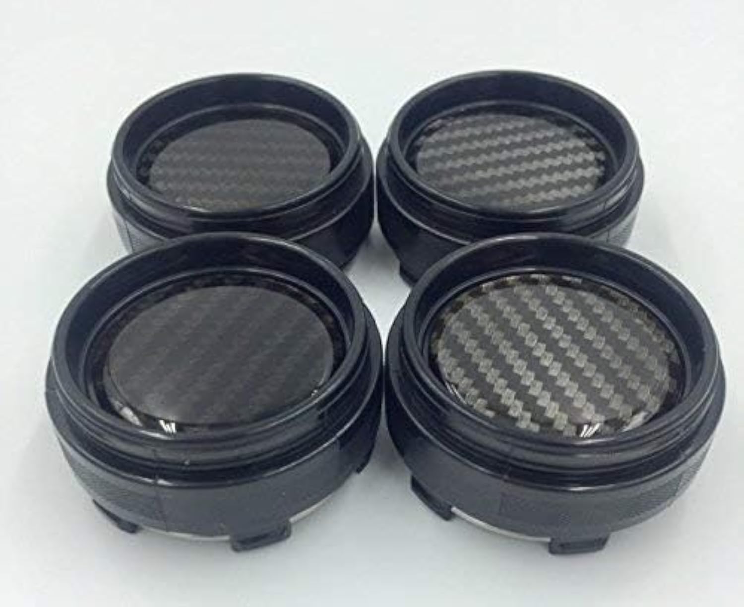 BizTech 4x Universal Carbon Car Auto Racing Alloy Wheel Center Hub Caps Covers Compatible With Rays Volk Racing Wheels No Logo Plain Emblem 60mm Rim Cover Hubcap Tyre Trim Truck