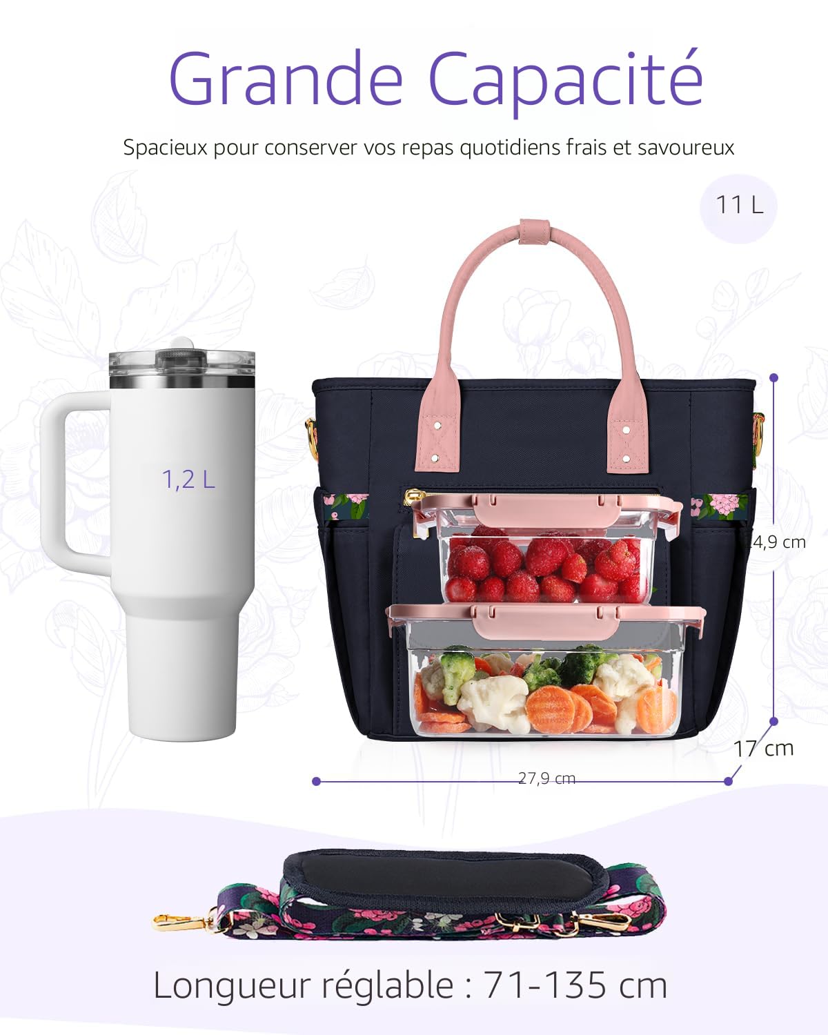 Sac Isotherme Déjeuner + Couverts Paille De Blé - 22x15x20 Cm, Anti-Fuite, Pour Travail, Pique-Nique, Camping