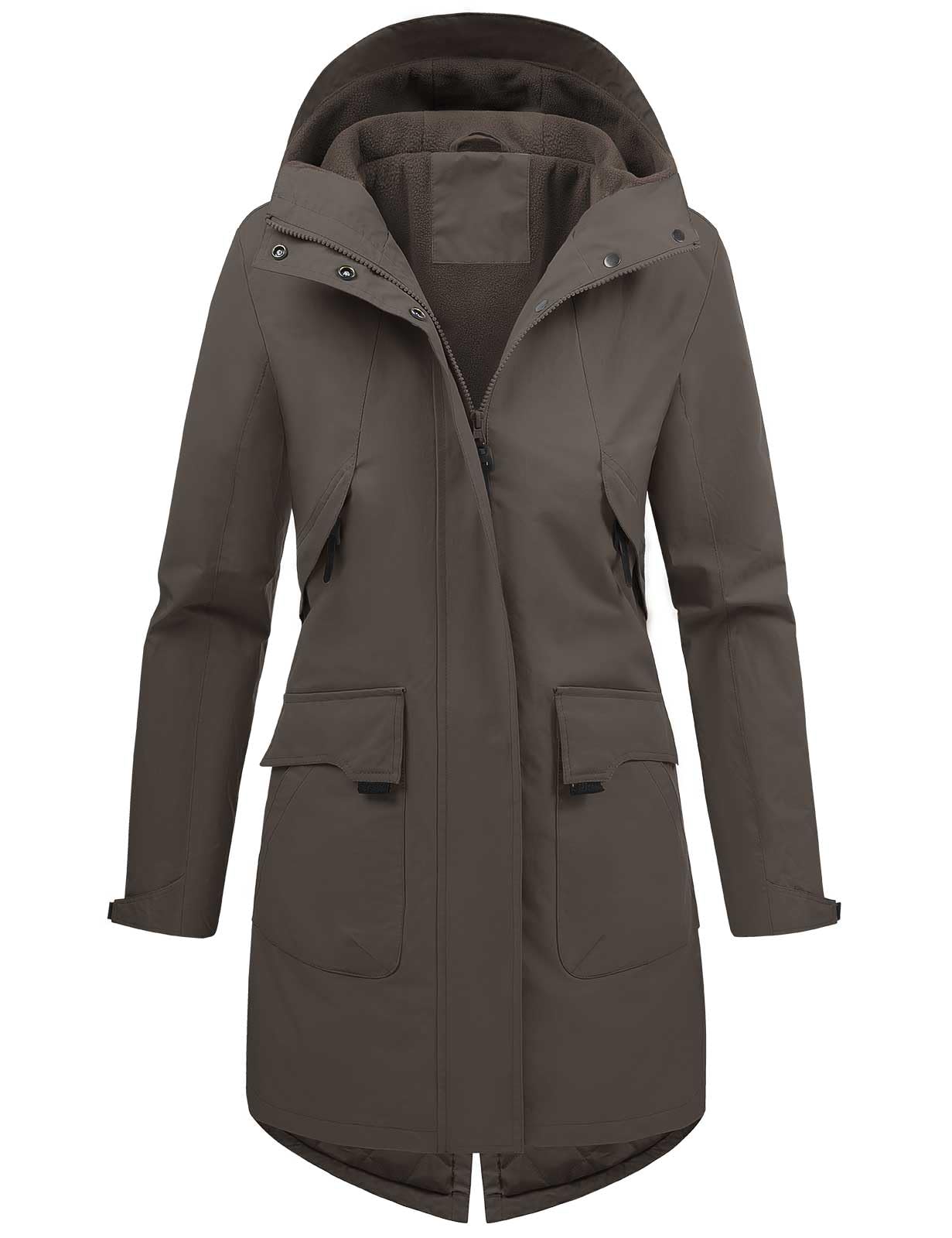 Vancavoo Übergangsjacke Damen Wintermantel Lang Leichte Jacke mit Kapuze Softshellmantel Übergang Mantel Parka Übergangsmantel für Frühling Herbst
