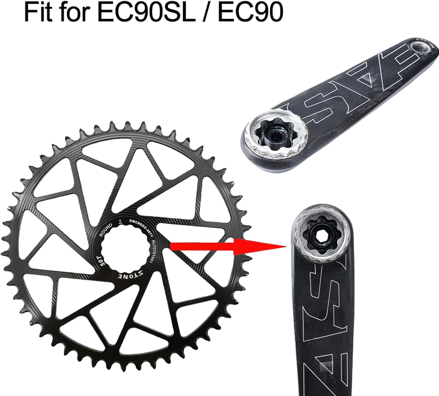 DJC Stone Round Chainring Direct Mount for Easton EC90 EC90SL Cinch Crankset Road Bike Gravel 9 10 11 12s Speed 38t 40t 42t 48t 50t 54t Aero Hollow