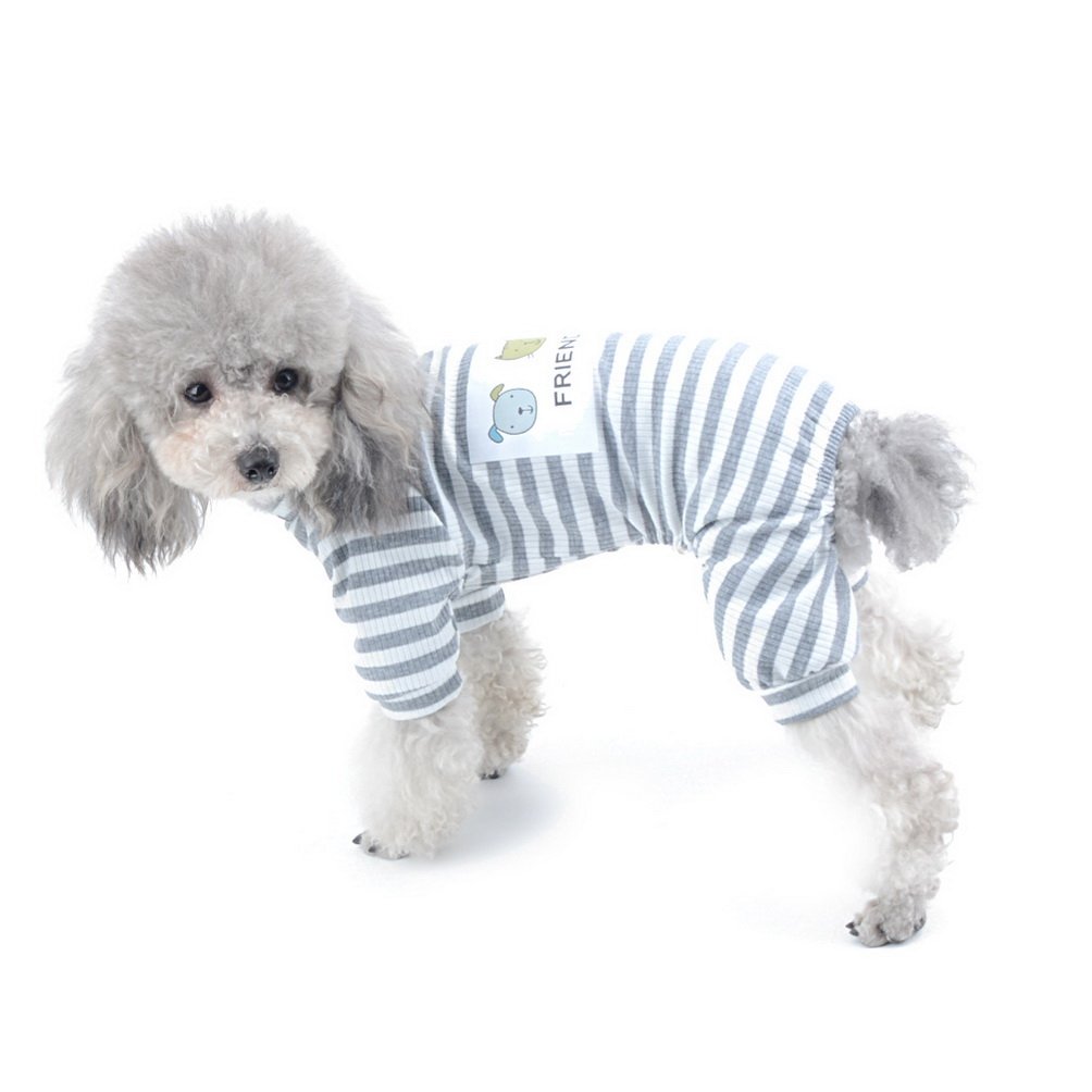 Pigiama per cane cotone a strisce Tutina cuccioli piccola taglia Abbigliamento cane