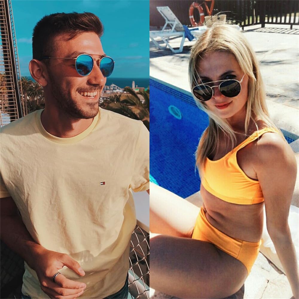 Occhiali da sole rotondi polarizzati retrò per uomo donna Occhiali da sole da guida con montatura vintage UV400