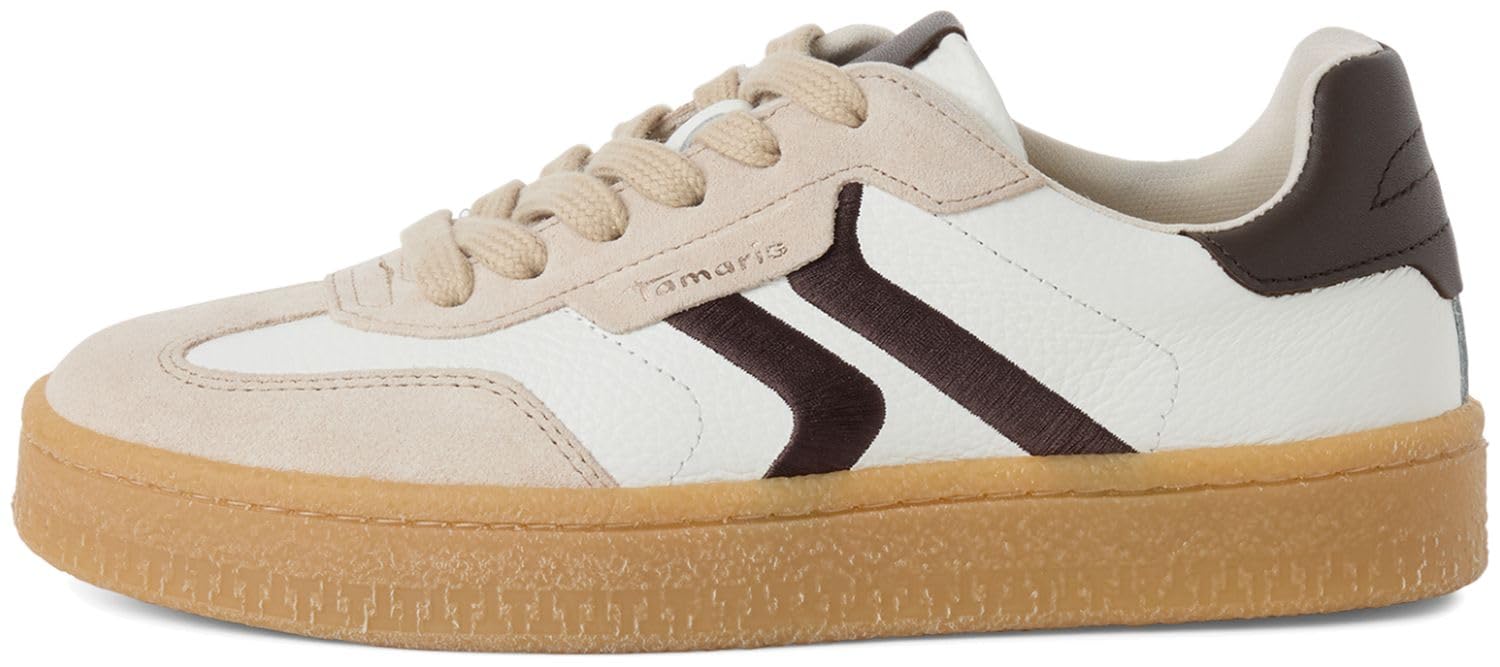 Tamaris Damen Sneaker Low flach, weiß (Offwhite Comb),40