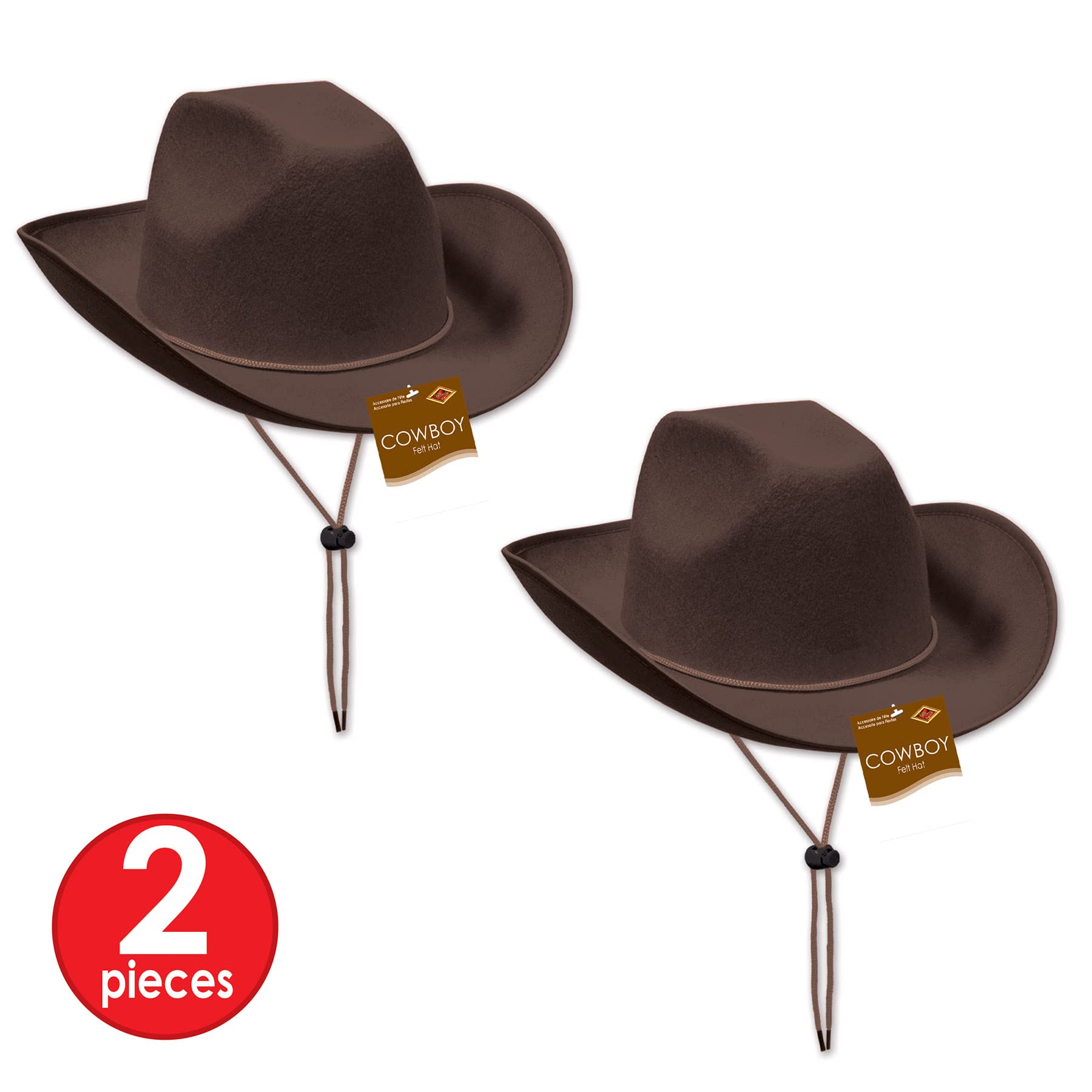 Beistle - Cappello da Cowboy in Feltro Marrone 2 Pezzi Marrone