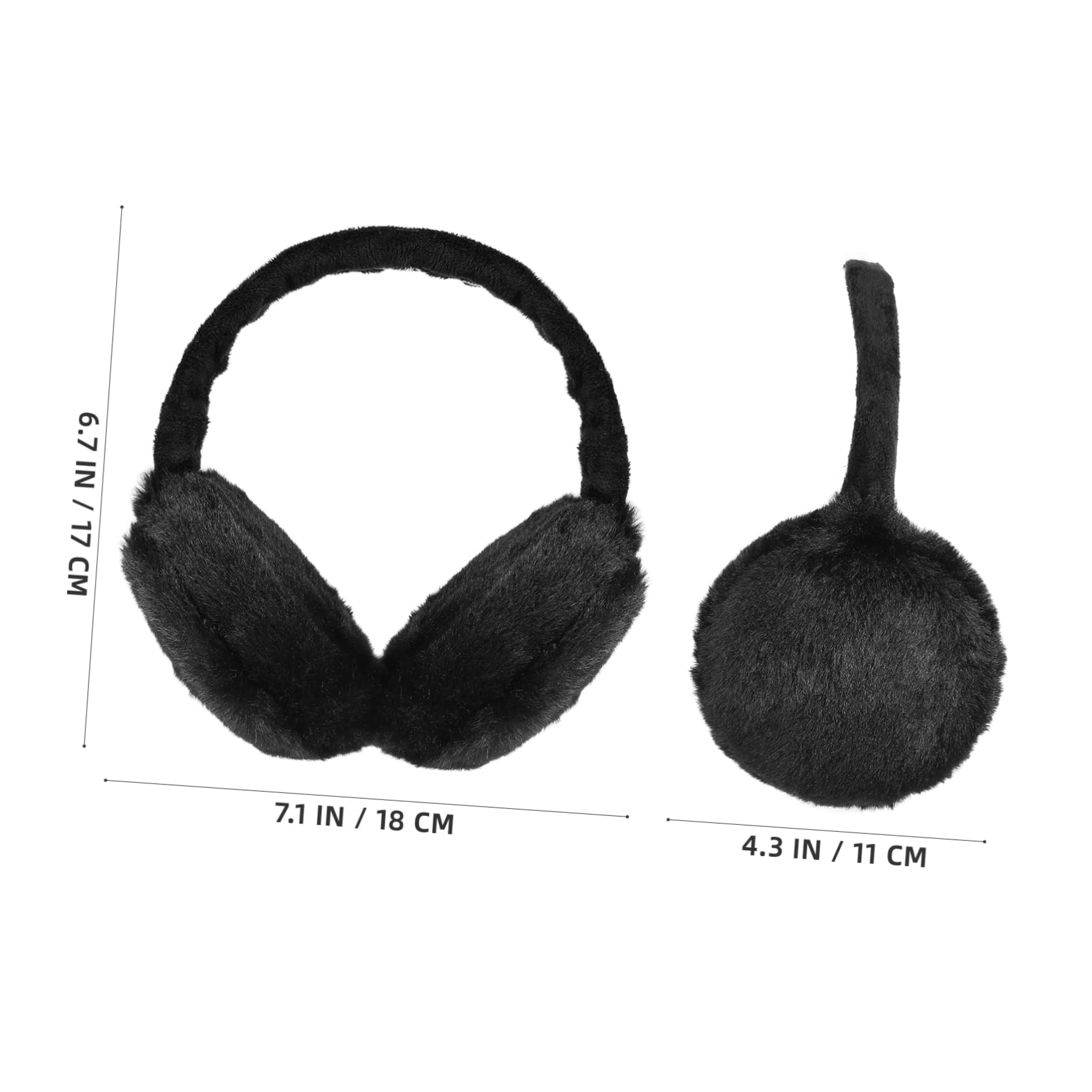 Healvian Winter Plush Ear Warmers for Women Earmuffs for Outdoor Activities Cute Black Ear Covers Furry Ear Muff Accessory for Cold Weather