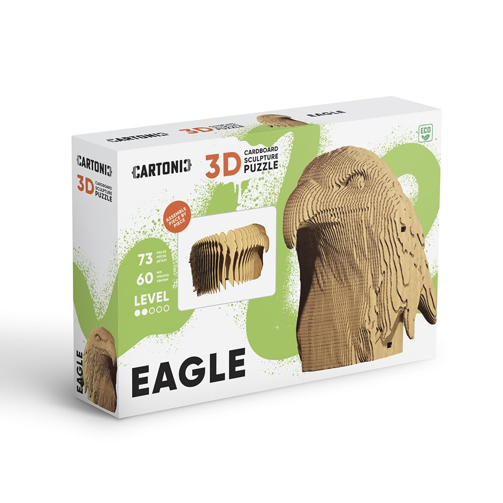 Aigle Puzzle 3D en Carton – Maquette à Monter | 73 Pièces, 19 × 16 × 10 cm – Kit Sculpture DIY à Peindre, Matériaux Recyclés, Ados & Adultes, Idée Cadeau Déco