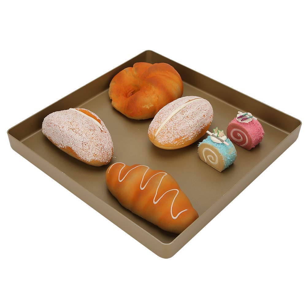 Plateau de Cuisson 28x28x3cm, Plateaux de Four en Alliage D'aluminium Doré de Forme Carrée Plateau de Cuisson Antiadhésif Pain Plateau de Pizza Outil de Cuisson