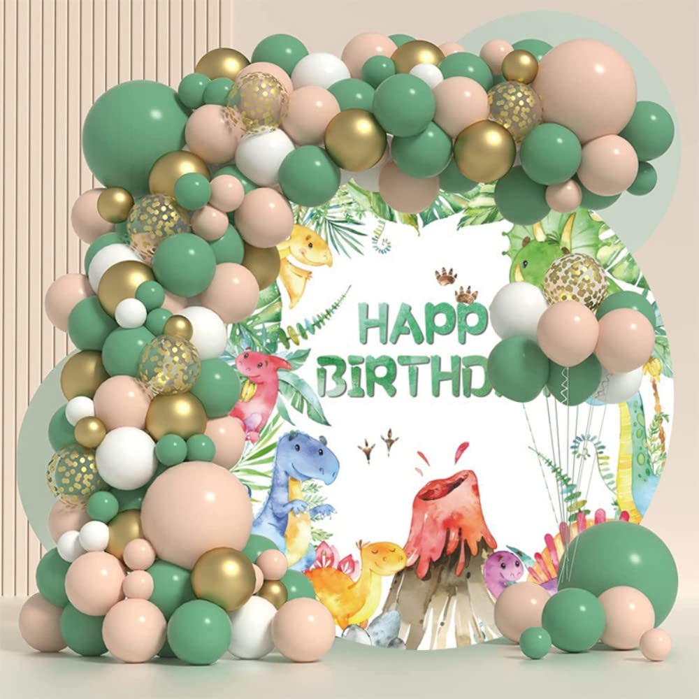 Dinosaurio cumpleaños redondo telón de fondo tema de la selva feliz cumpleaños redondo telón de fondo niño niños dibujos animados dinosaurio fiesta de cumpleaños decoración fotografía fondo