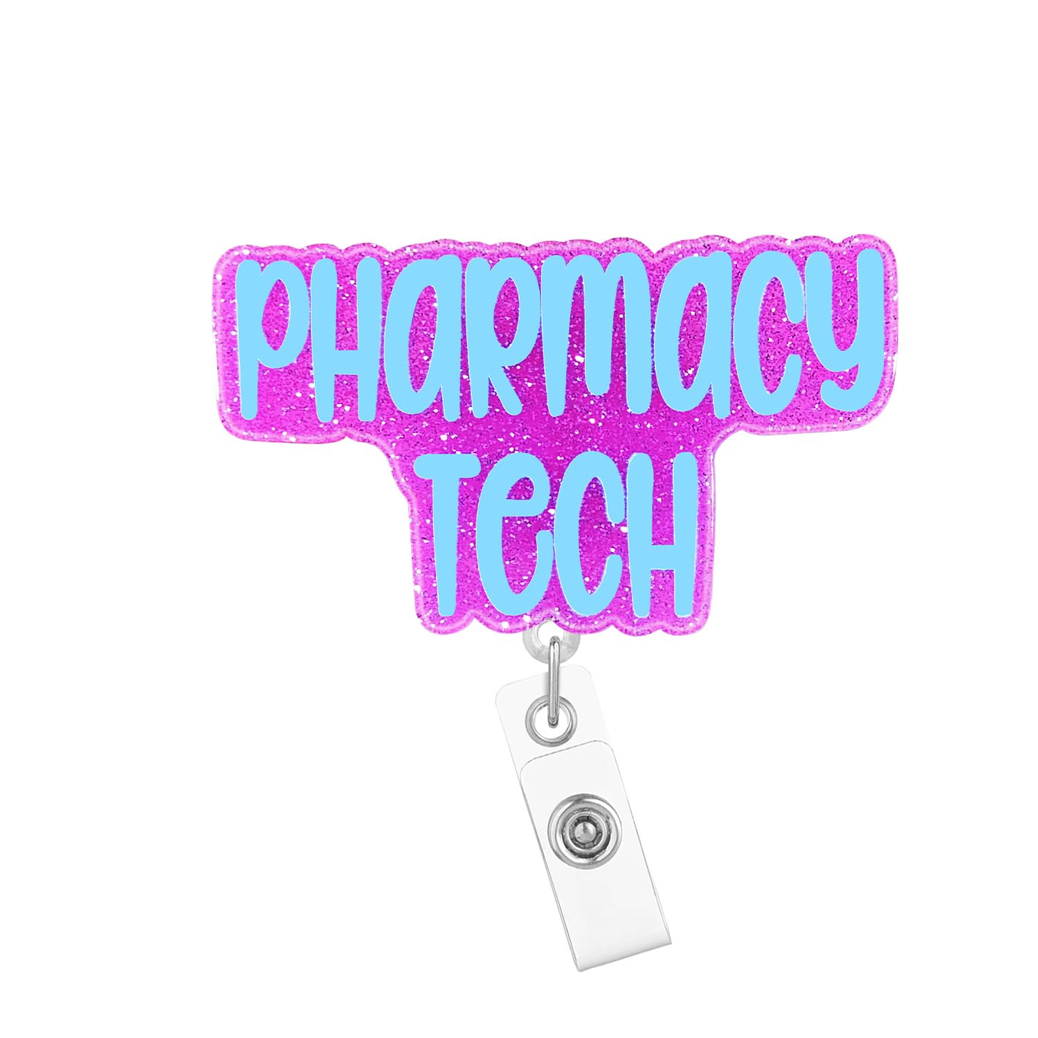 Arakulago Pink Pharmacy Tech Badge Reel Retractable Pharmacist Technician Nurse Nursing Badge Holder with ID Clip Accessories Medical Assistant RN CNA