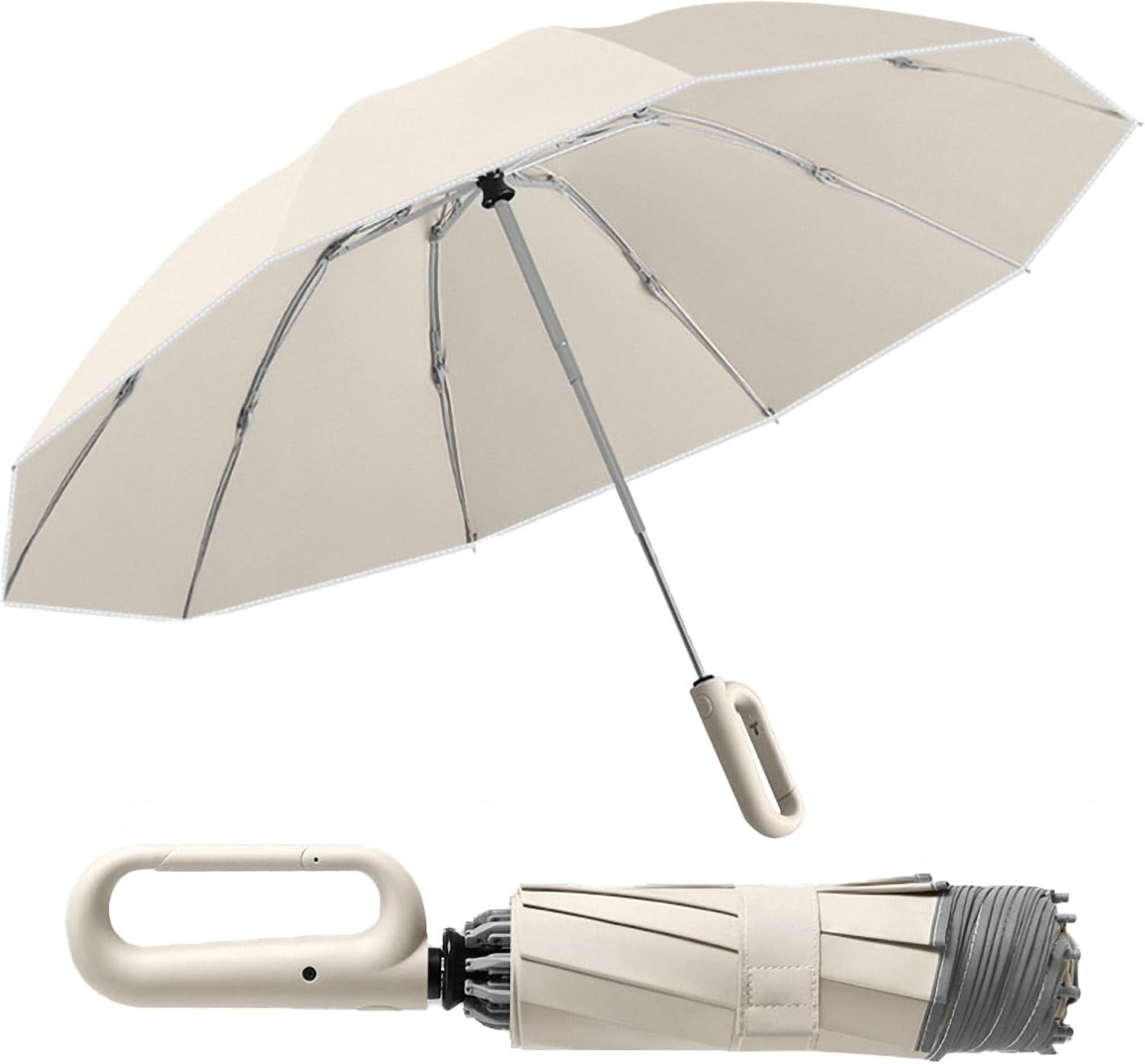 Automatic Folding Travel Umbrella, Windproof Compact Umbrella with UPF 50+ Sun Protection