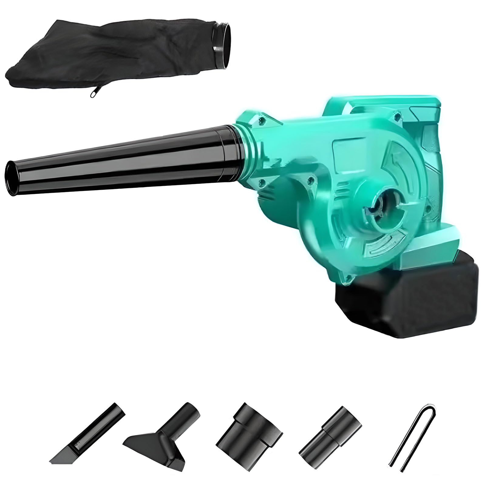 Soplador y aspiradora de Hojas 2 en 1, soplador de Hojas inalámbrico con 2 baterías de 18000 Ah y 1 Cargador, recolector de Hojas de jardín con Tubo y Bolsa para el Polvo, para Cuidado césped