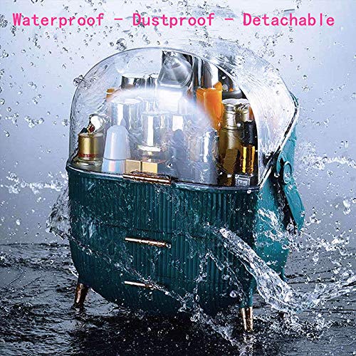 Makeup Organizer Large Capacity Waterproof and Dustproof Cosmetic Organizer Box Fully Open Makeup Display Boxes,Makeup Caddy Holder for Bathroom, Dresser, Countertop (Blue)