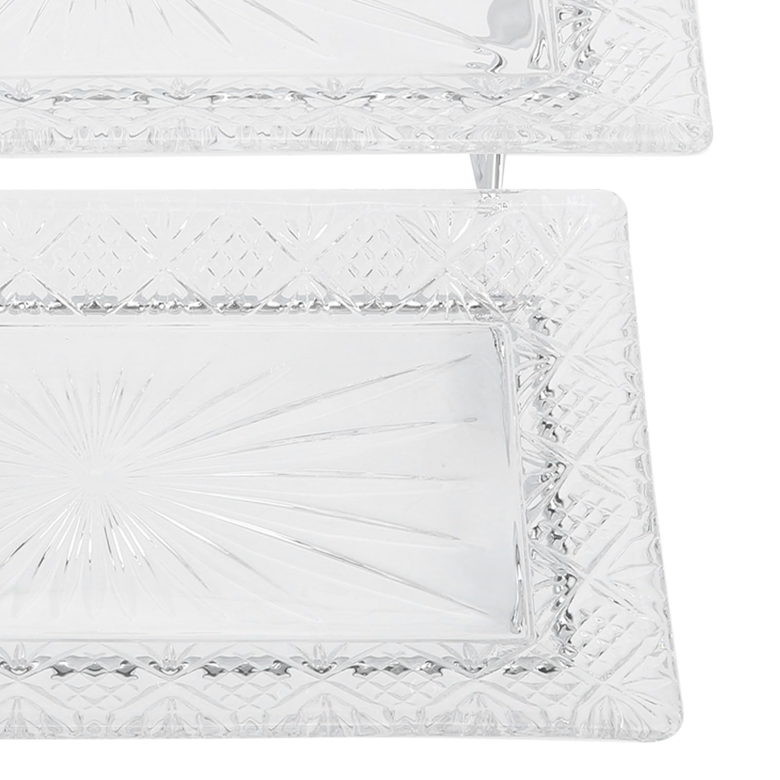 2-stufiges Glas-Buffet-Serviertablett, multifunktional, exquisit, stabil, Dessert- und Lebensmittel-Präsentationsserver, abgestufte Servierplatte für Partys