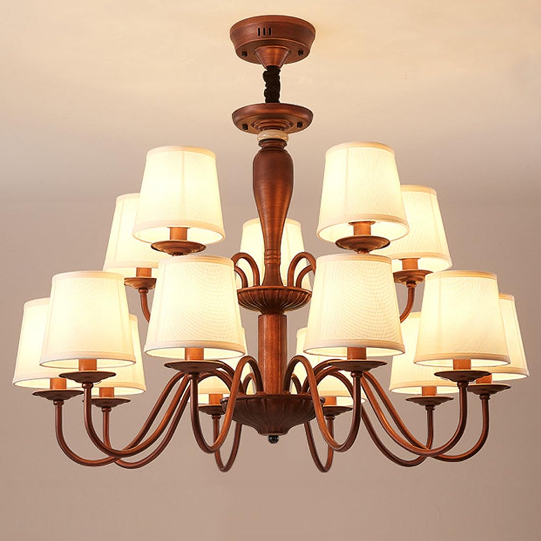 HXYSXHJUO E27 American retro chandelier, simple country for living room, dining bedroom, main study room lighting,15 heads