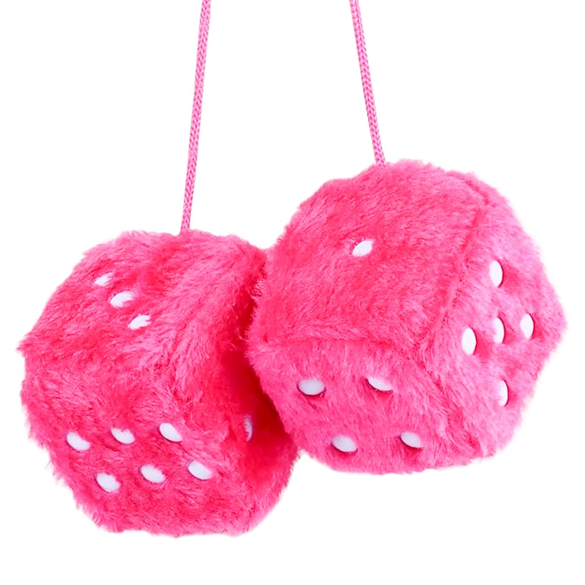 Un par de Adornos de Cubo de Felpa para Colgar en el Coche, Cubo de Felpa de Dados, Accesorios de Coche para Accesorios de Espejo retrovisor Interior (Rosa)