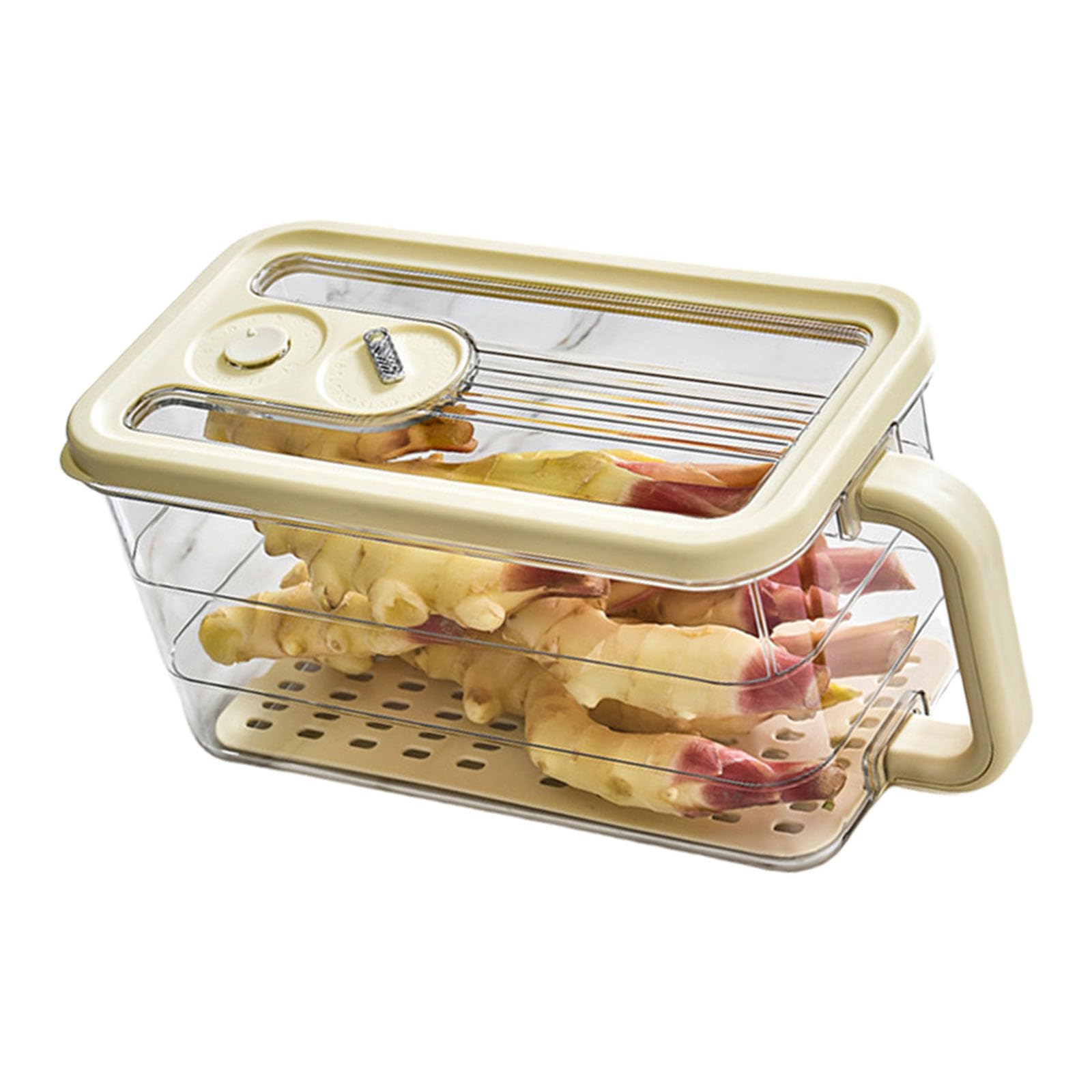 Msioytog Ready Portable Food Storage Container for Vegetables Bread Carry Handle Lid Secure Seal Stackable Portable Vegetable Box
