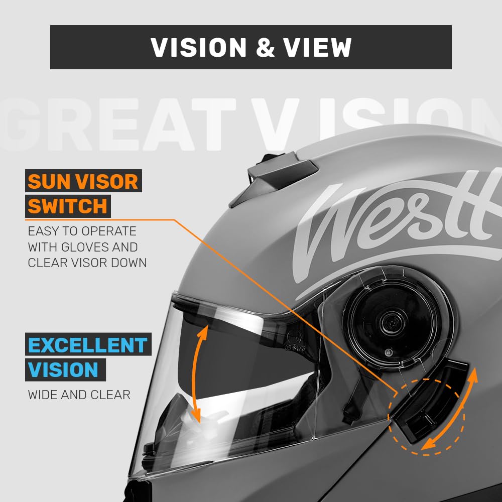 Westt ECE-R 22.06 kask motocyklowy szczękowy z podwójnym wizjerem, kask motocrossowy dla dorosłych kobiet i mężczyzn