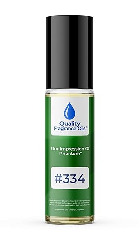 Quality Fragrance Oils 'Phantom (0.3 fl oz Roll-On) Impression #334 Aceite de perfume de larga duración, sin alcohol, aroma fuerte, 0.3 fl oz