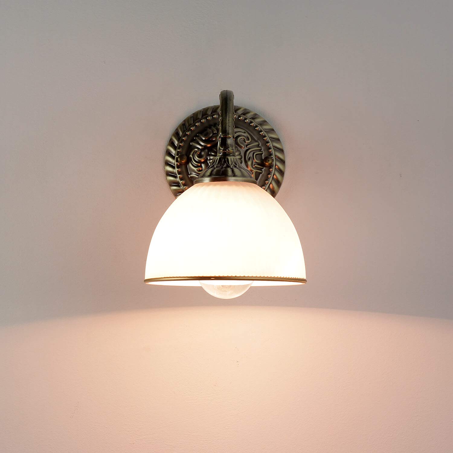 Easylight Lampada da parete Art Nouveau in metallo antico e vetro elegante classico E27 lampada da parete per interni soggiorno camera da letto corridoio