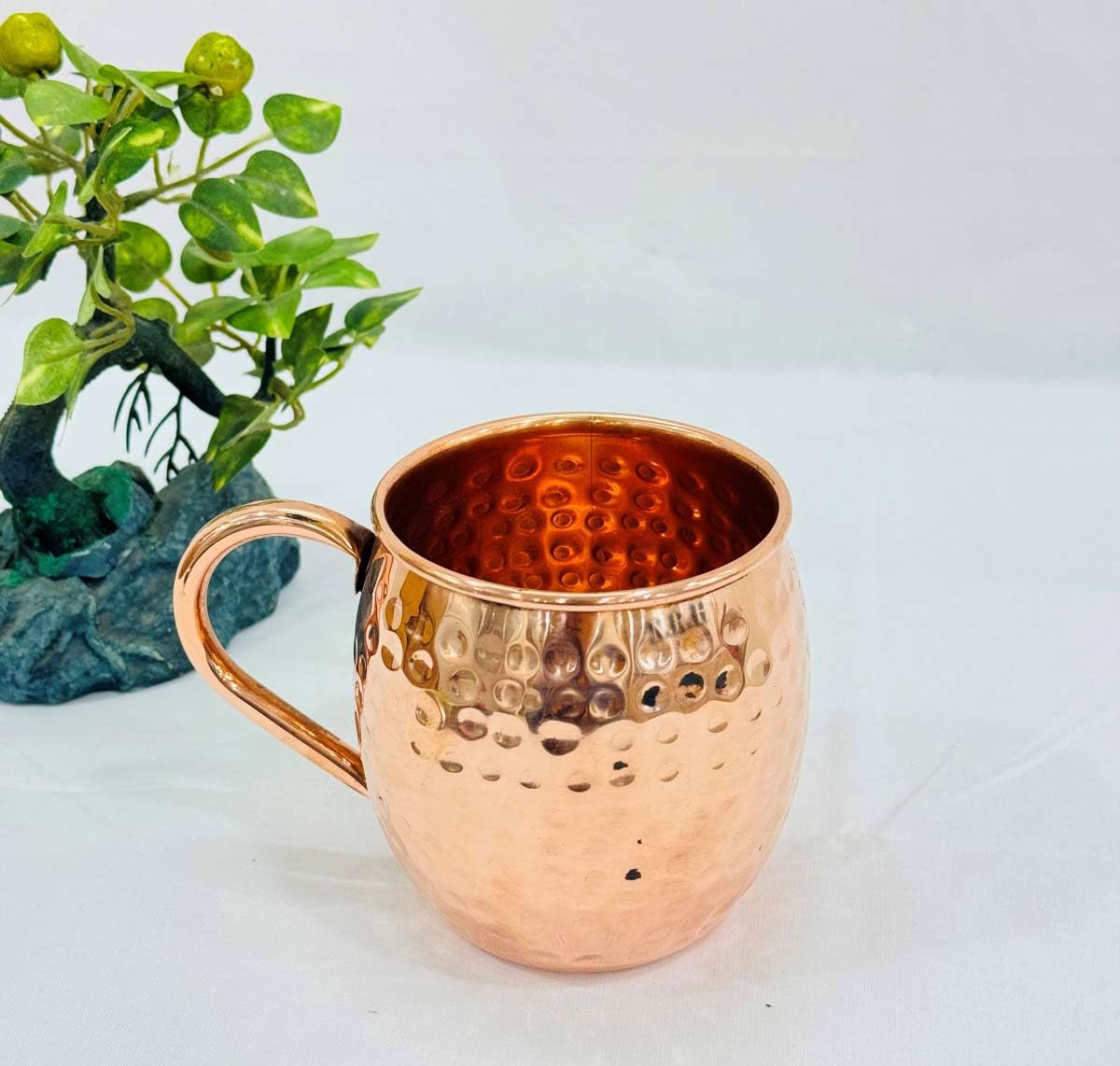 Nautical Replica Hub Moscow Mule Copper Mug | Dimple Finish 14oz Hammered Copper Mugs Keep Cocktails Well-chilled | Copper Cups for Drinking Cocktails |