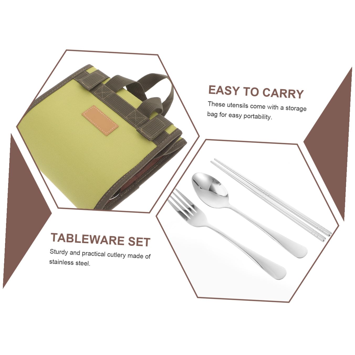 YARNOW Posate in Acciaio Inox Per Campeggio Barbecue e Picnic Con Cucchiaio Forchetta Bacchette e Piatto Leggero e Portatile in Custodia
