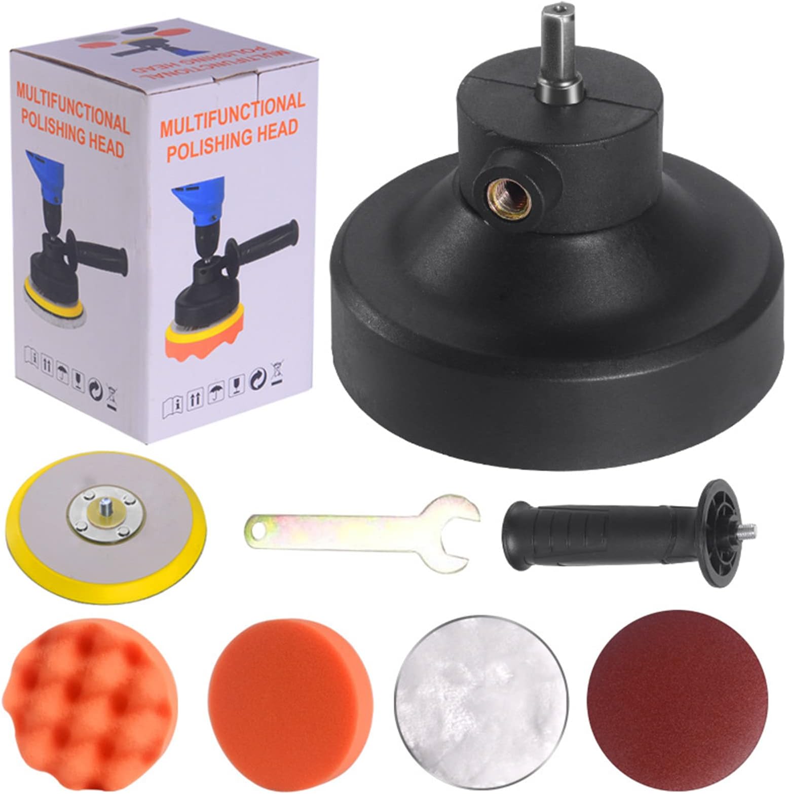 – Multifunctional Car Polishing Head DA Machine Conversion with Foam Wool Pads Polisher Kit for Waxing Electric Drill Universal Triangle Chuck 125mm Self-Adhesive Disc High Hardness Drive Shaft Durable
