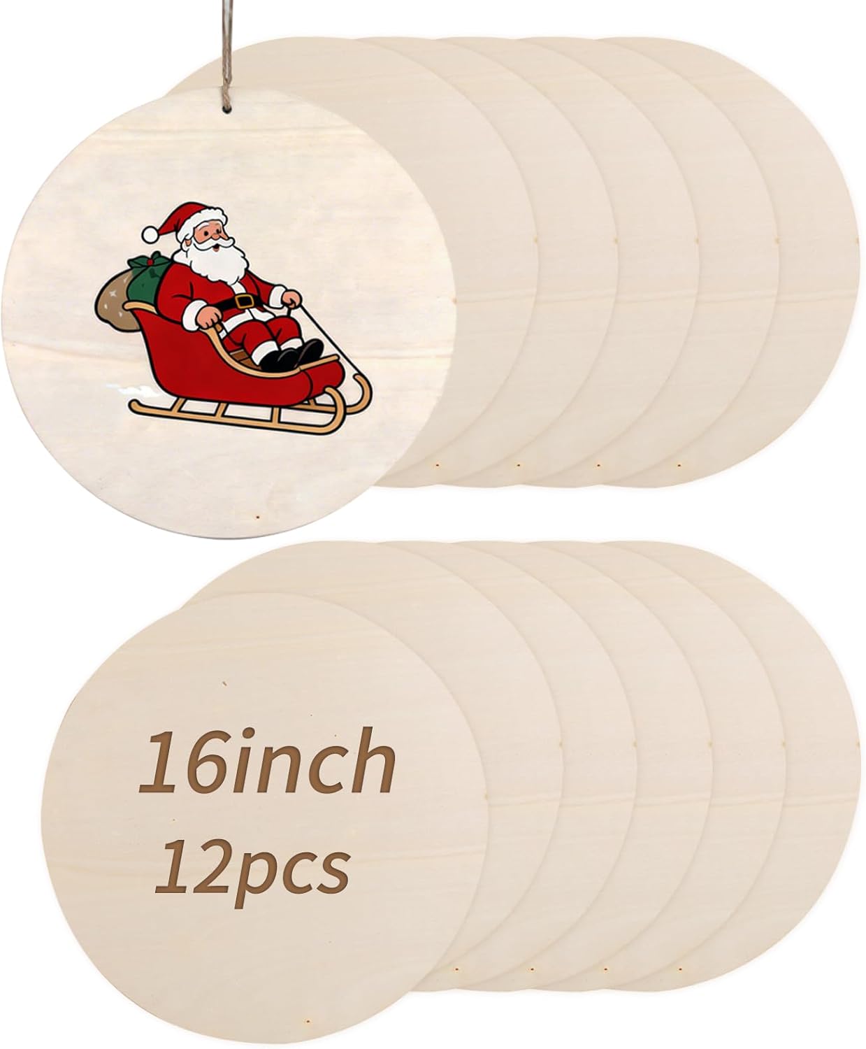 Unfinished Wood Circles for Crafts, Wood Sign Blank Round Wooden Discs for DIY Crafts Door Hanger Sign, Painting, Wooden Plaques for Crafts (12 Pcs,18 inch)