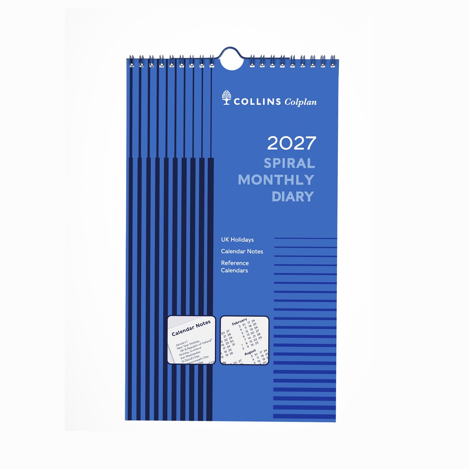2027 Calendar Year Planner - 12 Month 305x178mm Monthly Diary - in Blue - Collins Debden Colplan Range (64-27)