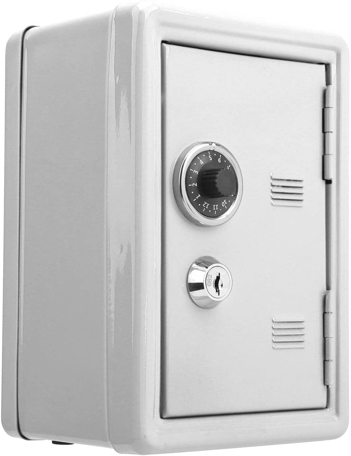 New Safe Security Metal Money Bank -Children's Piggy Bank,Creative Mini ATM Small Money Box, Coin Cash Piggy Bank with Lock and 2 Keys (White)-image-24