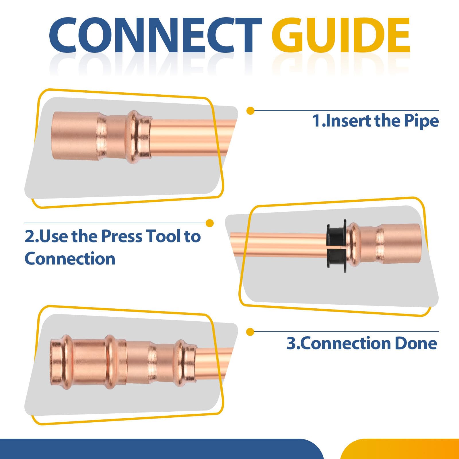 Paquete de 40 reductores de buje de Cobre prensado GUOFIS de 2" FTG x 1-1/2", buje de Cobre prensado para plomería, transición de tamaño de tubería en Sistemas de Agua y HVAC.