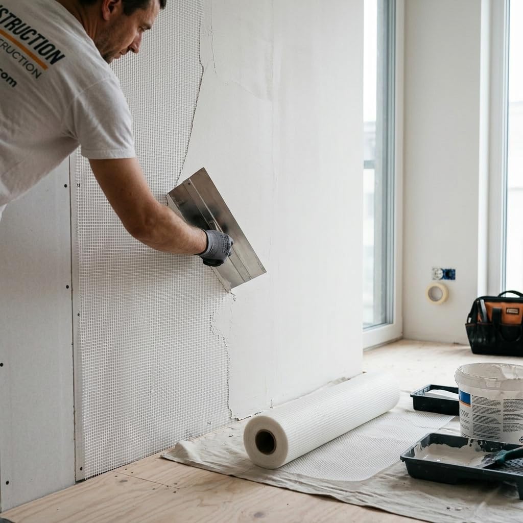 MAKA Rete Porta Intonaco in Fibra di Vetro 1x50 m 78 g/m² Bianca, Rete Anticrepe per Rasature, Intonaci Interni ed Esterni, Consolidamento Superfici e Ristrutturazioni