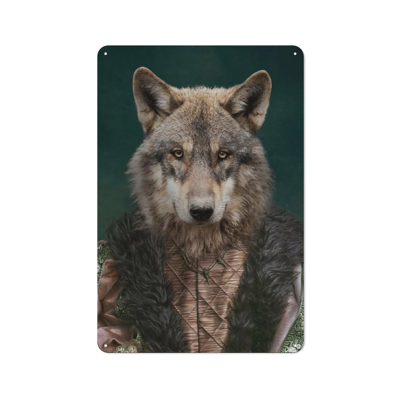 Junmoney The Medieval Wolf Office Metal Sign With Design 30X20cm, Classic Studio Wall Plaque For Home Office, Reading Corner Or Bedroom
