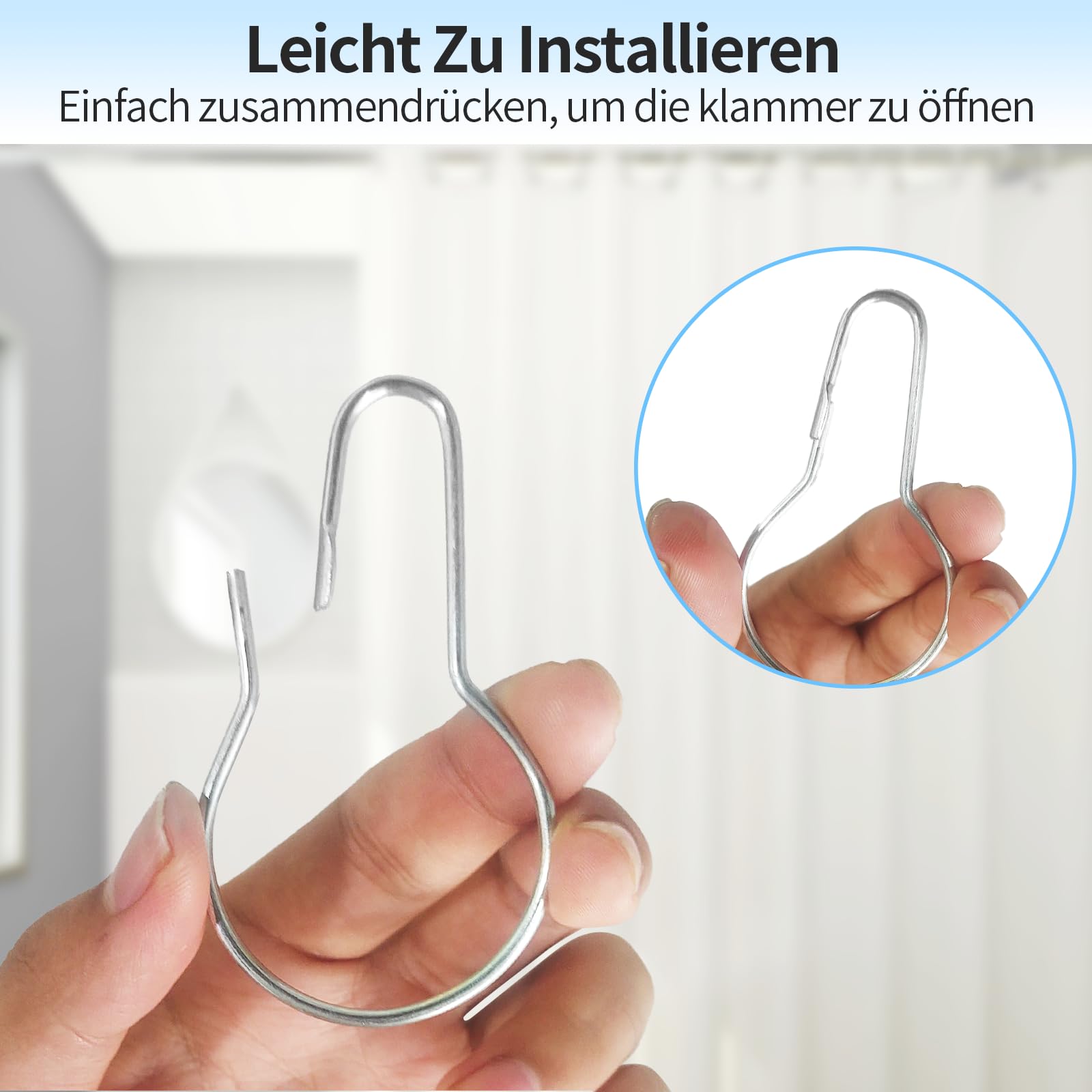 75 Pezzi Ganci per Tenda Doccia, 7 x 3.8cm Anelli per Tenda Da Doccia, Anelli Da Doccia Ganci, Ganci Singoli in Acciaio Inox per Tenda, Finestra Della, Camera (Argento)