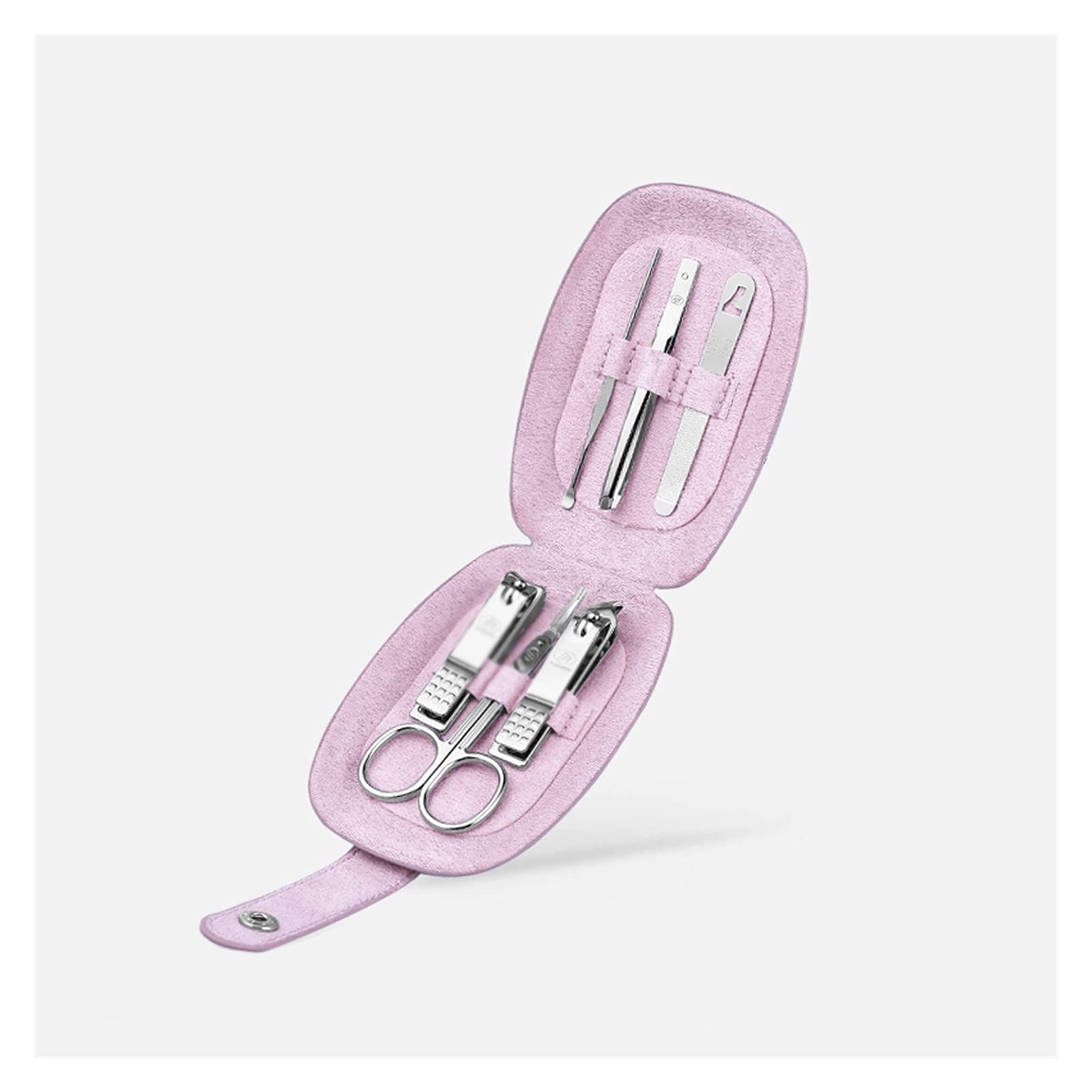 Obcinacze do paznokci Mini zestaw do manicure Zestaw obcinaczy paznokci 6 w 1 pielęgnacji pedicure ze stali nierdzewnej z przenośnym etui podróżnym(Pink)