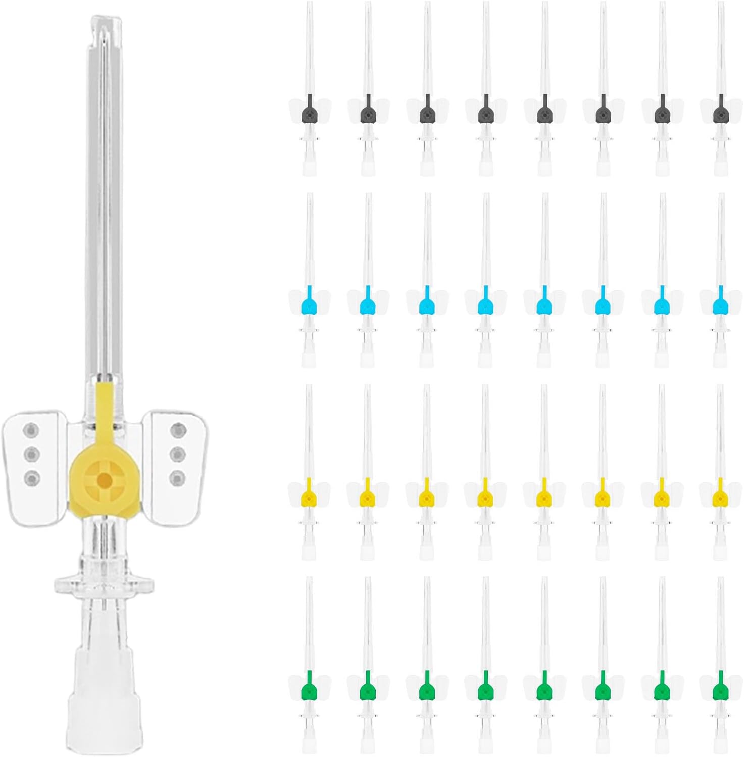 IV Catheter with Wings and Injection Port IV Catheters Sterile I.V Cannula with BD Instaflash Needle for Animals (24G, 10pcs)