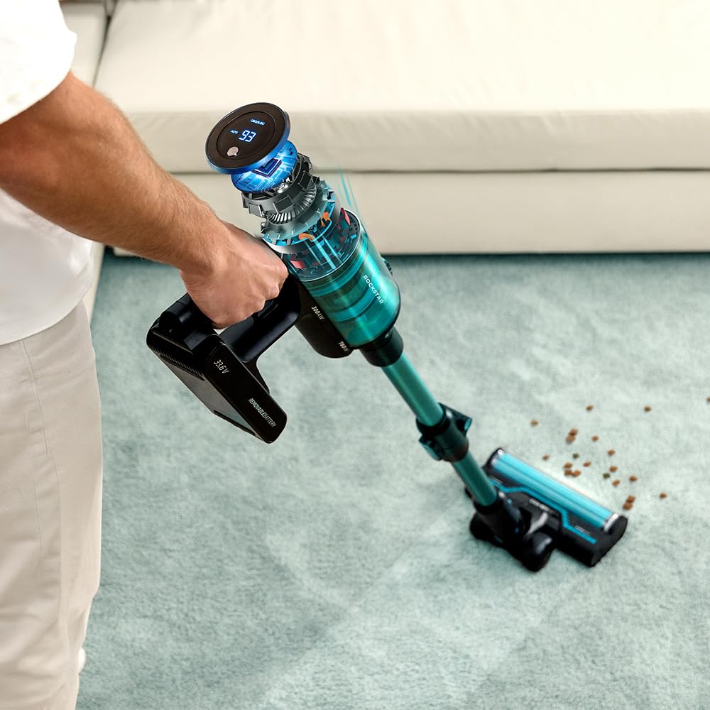 Cecotec Scopa Elettrica senza Fili Conga Rockstar RX50 Pet Flex X-Treme. 300AW, 750W, 30 kPa, Spazzola XL, Autonomia in Eco di 90 minuti, Tubo flessibile, LED e Testina per animali domestici