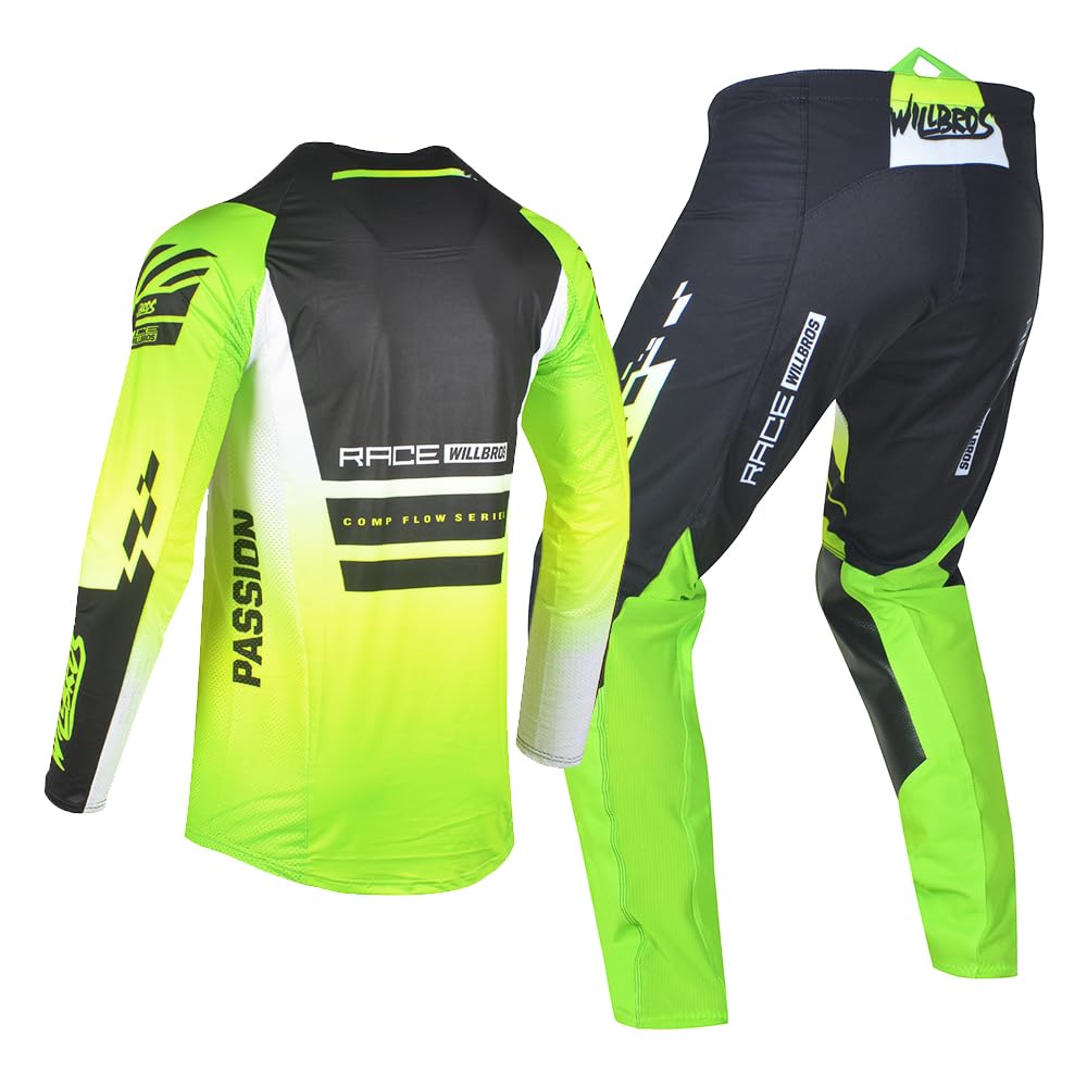 Combinaison de Pantalons Maillot Jersey MX Enduro Motocross Hors Route Moto MTB BMX pour la Compétition Homme Femmes
