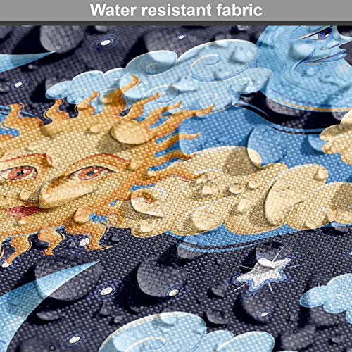 Image of Lunarable Sun and Moon Fabric by The Yard, Colorful Night Sky Filled with Stars and Clouds with Mythical Celestial Bodies, Decorative Fabric for Upholstery and Home Accents, 3 Yards, Peach Blue