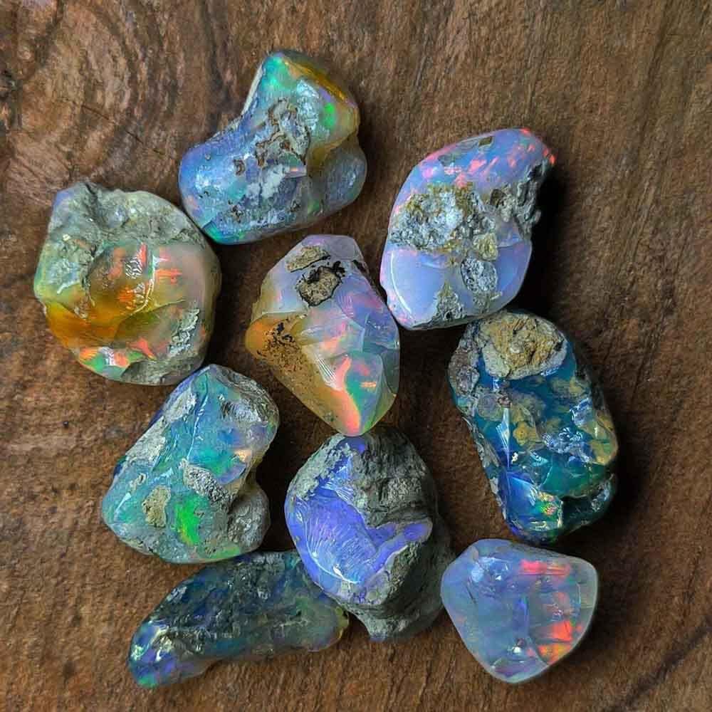 50.00 Cts Rare 100 Natural Multi Shining Ethiopian Opal Rough LOT Gemstone