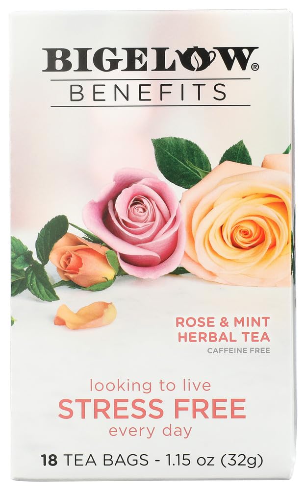 Bigelow Tea Bigelow RCB01027 Benefits Decaf Rose Mint Tea Bags, 18/Box