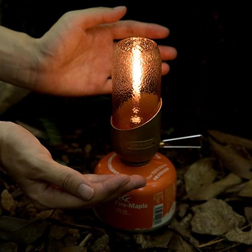 Miniatura 2 de Fire-Maple Farol naranja para acampar de vidrio, acero y aluminio Recipiente de combustible de propano o isobutano hermosas luces No necesita