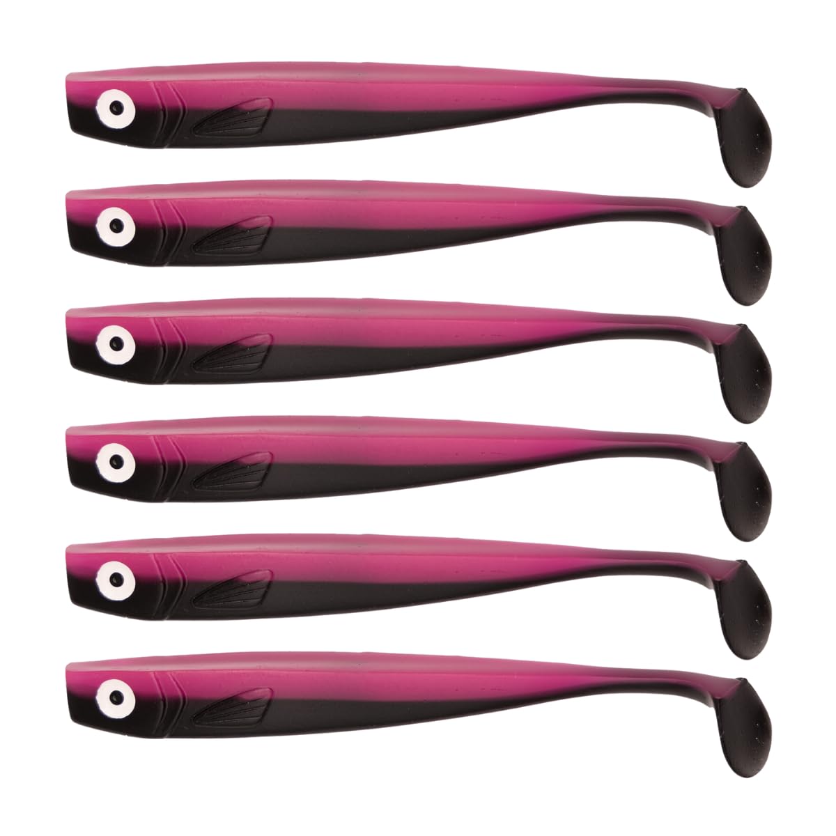 Zanderbait 12 cm Black Pinki, Fishing Lure, Artificial Bait, Zander Bait, Zander Bait, Soft Bait, Rubber Fish, Rubber Bait, Pack of 6