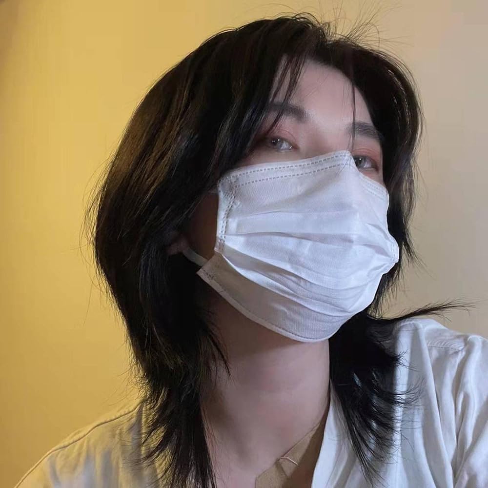 Black Wig Unisex Short Cosplay Wigs With Side Bangs+ Free Cap for Man Woman Fluffy Heat Resistant Wig Hair for Custume Party Gifts