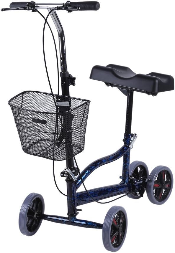 Blue HealBug Steerable KneeWalker with Basket