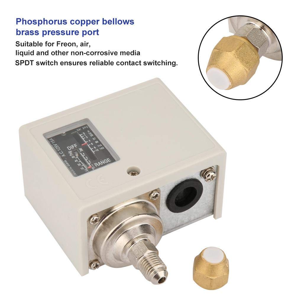 Druckschalter, 24V-380V Elektronischer Luft-Wasser-Pumpen-Kompressor-Druckregler Druckschalter, passend für Freon, Luft, Flüssigkeit
